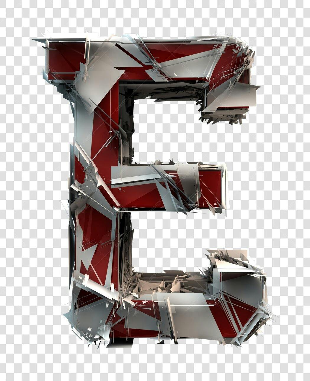 Letter E 3D Style PNG com fundo transparente