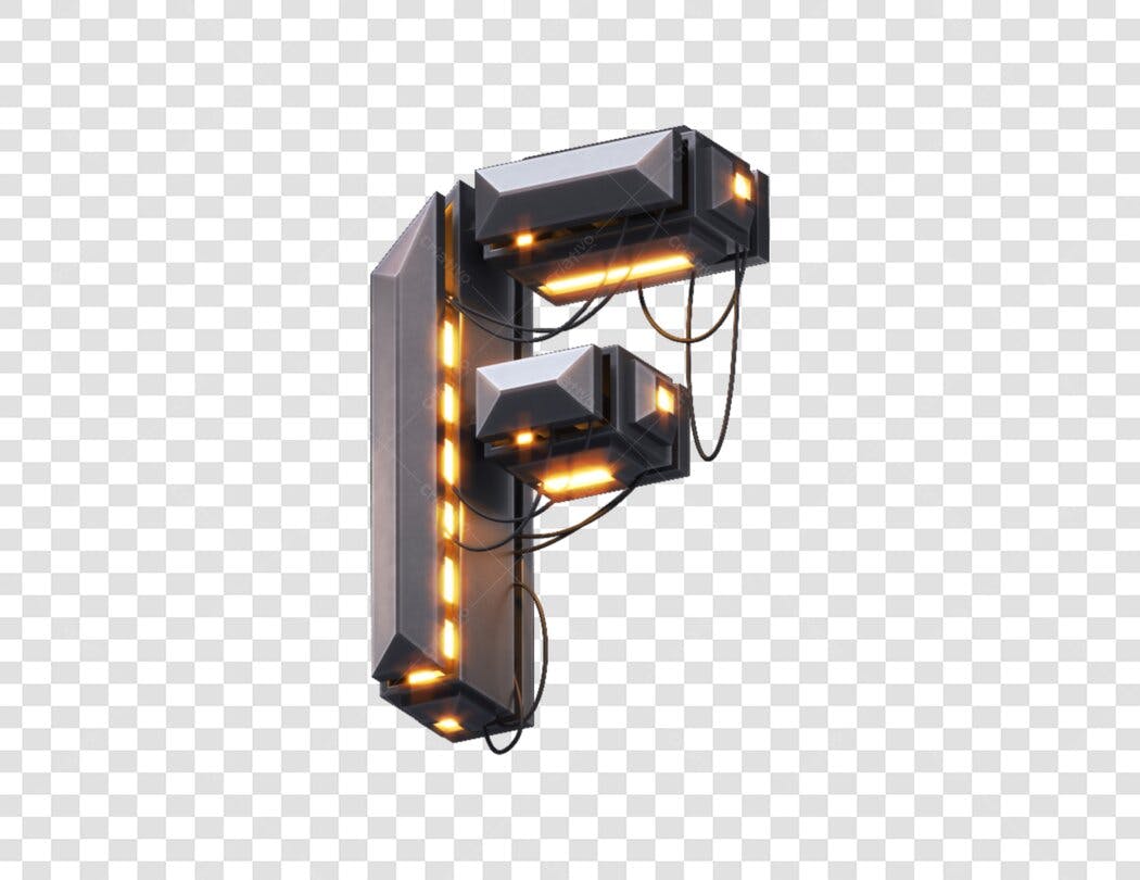 Letter F cyberpunk style PNG com fundo transparente