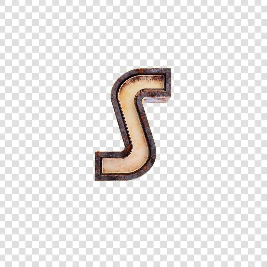 Letra S enferrujada para design PNG com fundo transparente