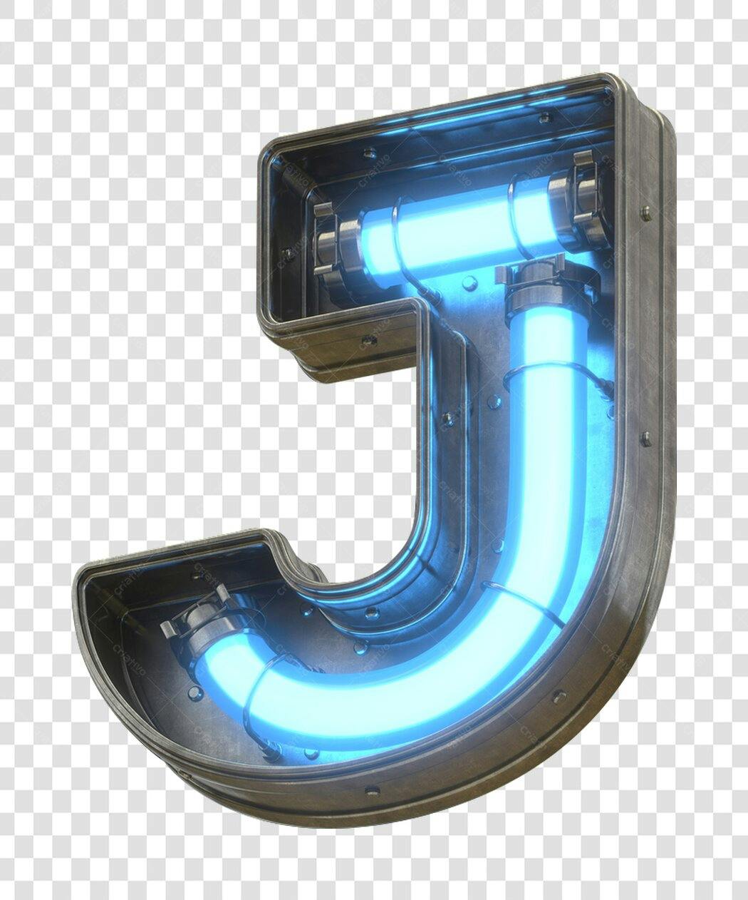 Letter J Neon Sign PNG com fundo transparente