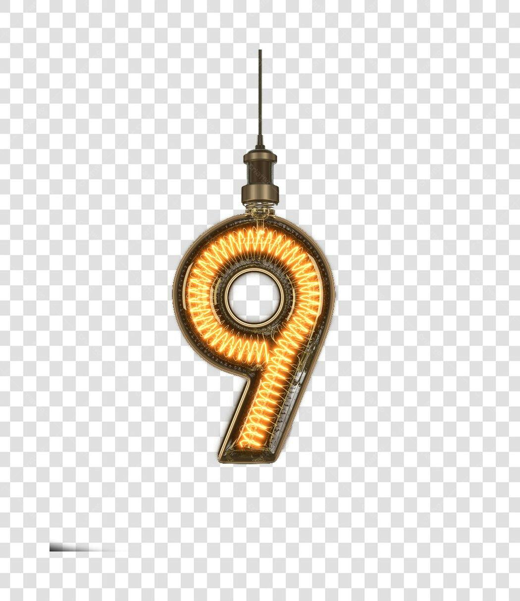 Número 9 steampunk pendurado para design PNG com fundo transparente