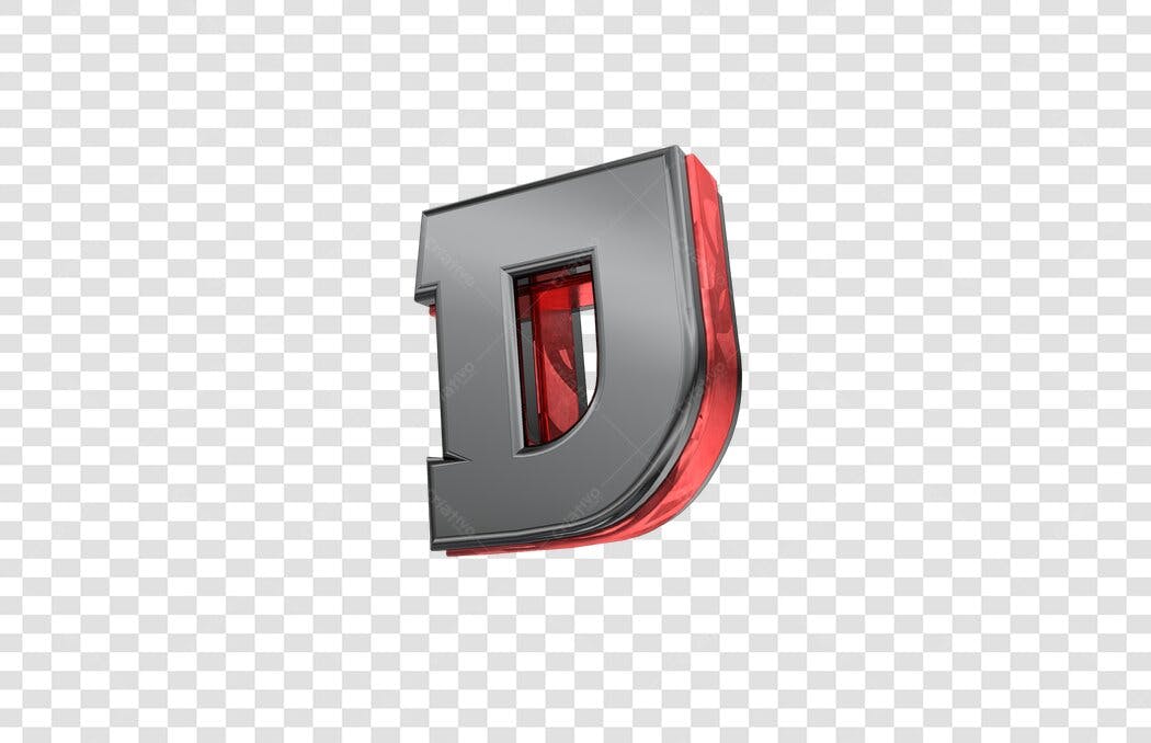 Logo 3D Letra D Cinza e Vermelha PNG com fundo transparente