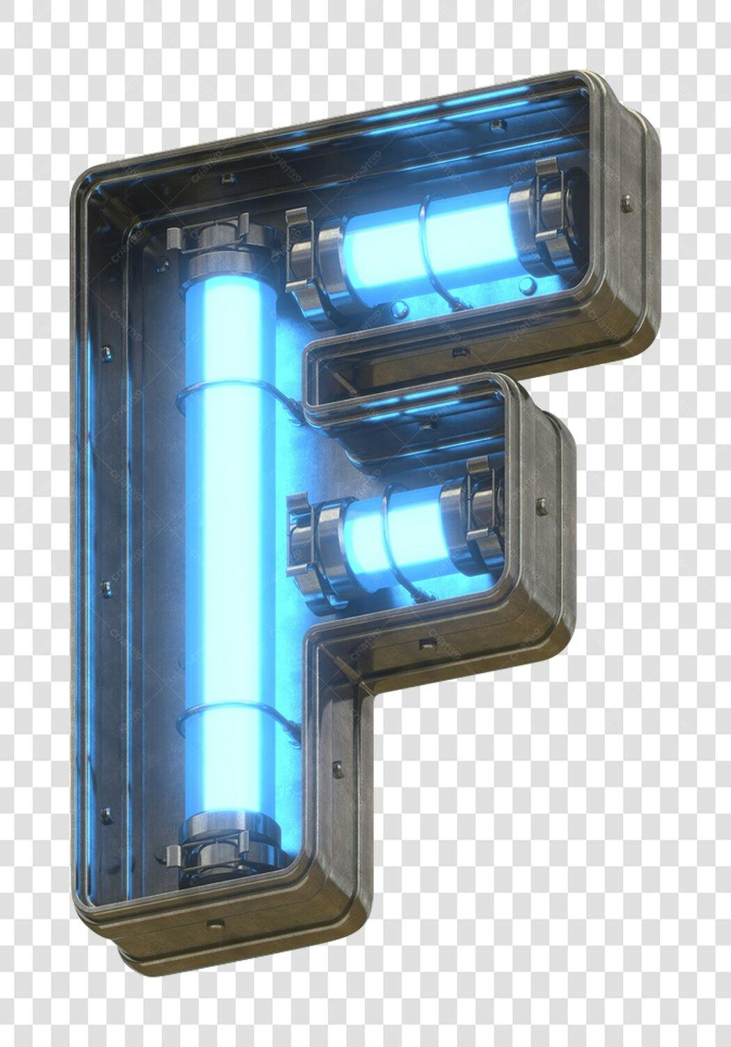 Logo Letra F Neon Futurista PNG com fundo transparente