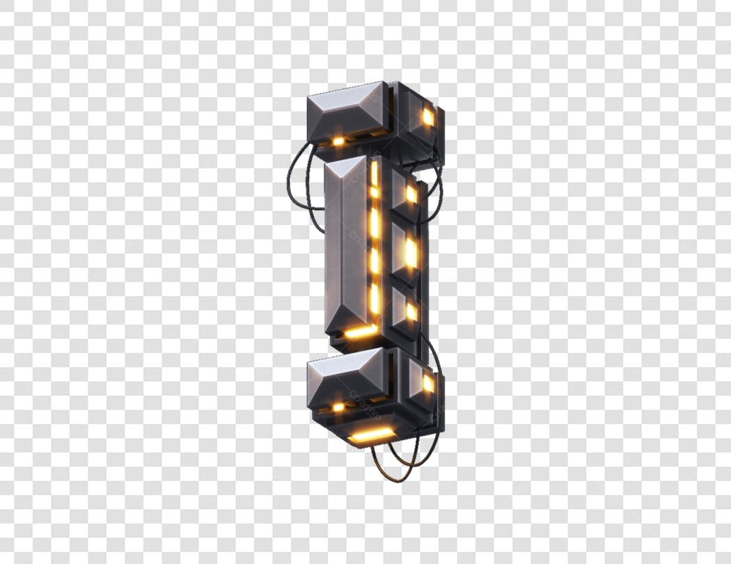 Letter I Cyberpunk Estilo Futurista PNG com fundo transparente