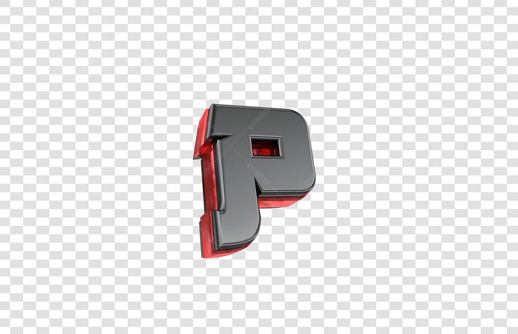 Logo Letra P 3D Cinza e Vermelho PNG com fundo transparente