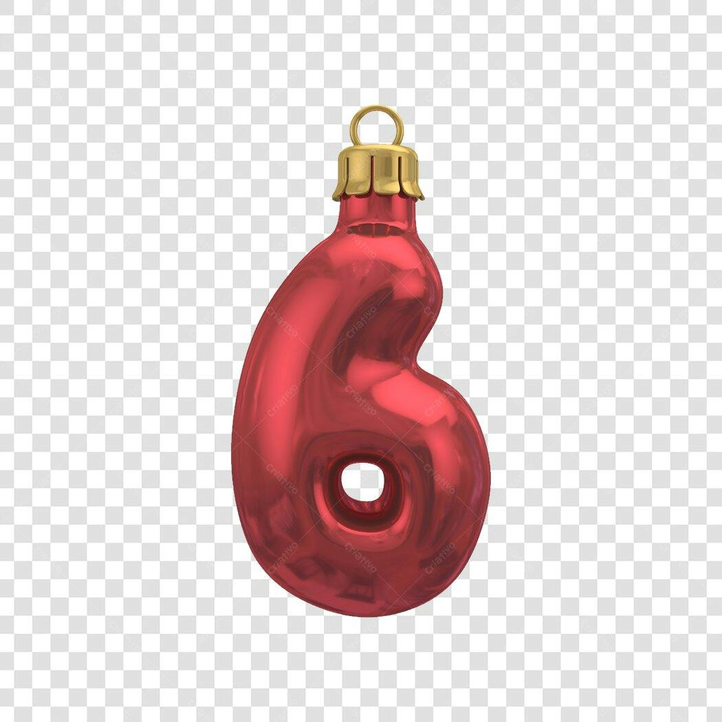 Enfeite Natal Número 6 PNG com fundo transparente