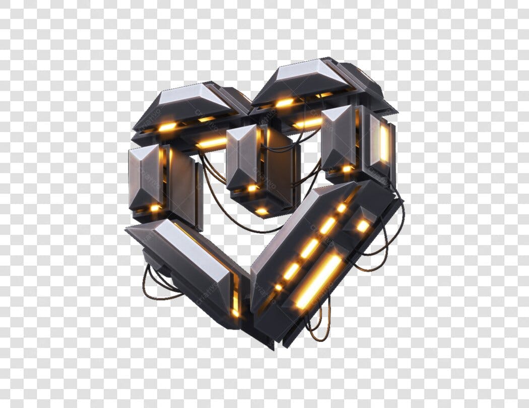 Logo Coração Tecnológico Futurista PNG com fundo transparente