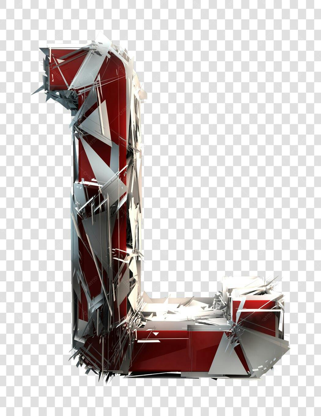 Logo da letra L 3D moderna vermelha PNG com fundo transparente