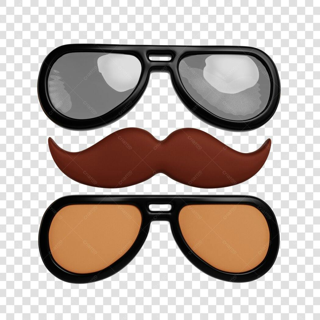 Ícone divertido Dia dos Pais com óculos e bigode PNG com fundo transparente