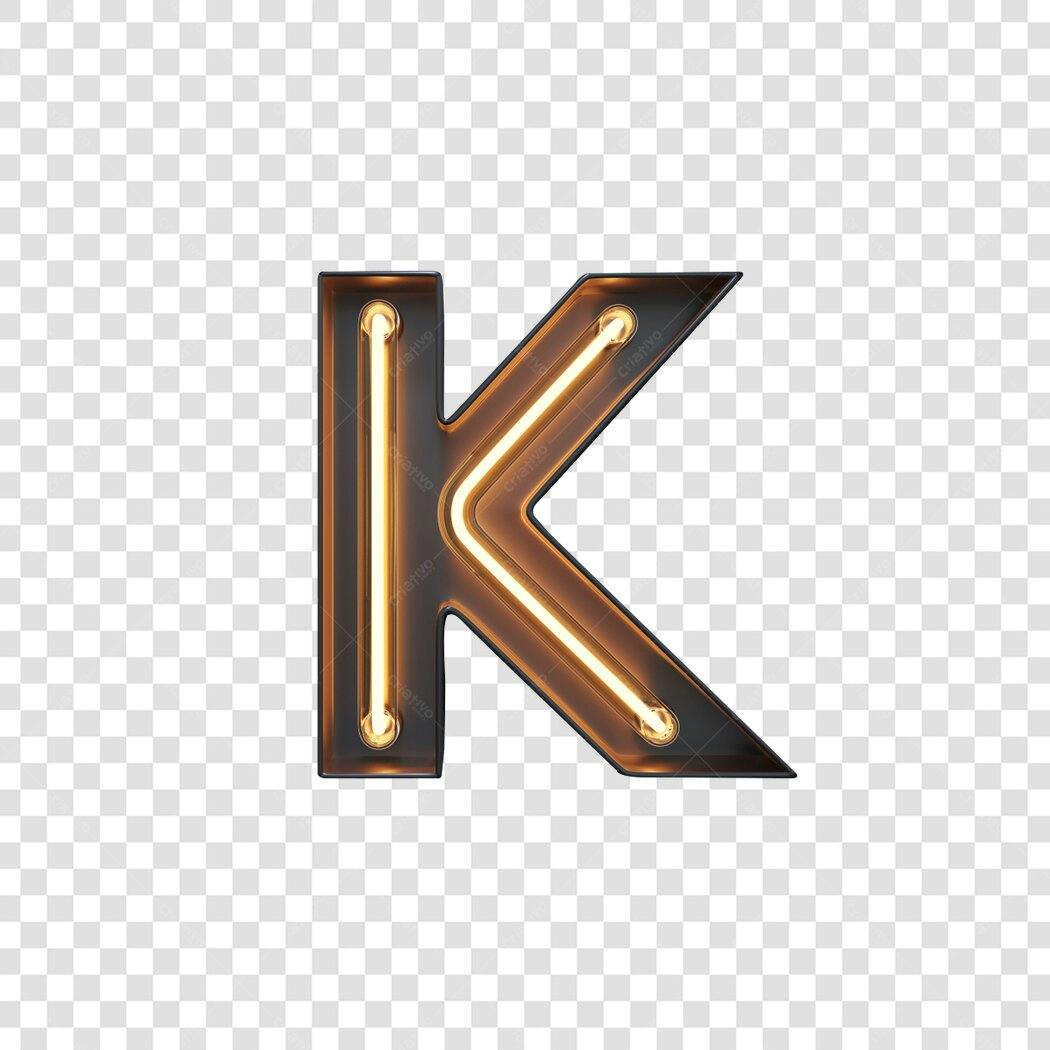Letra K Neon para Banner PNG com fundo transparente