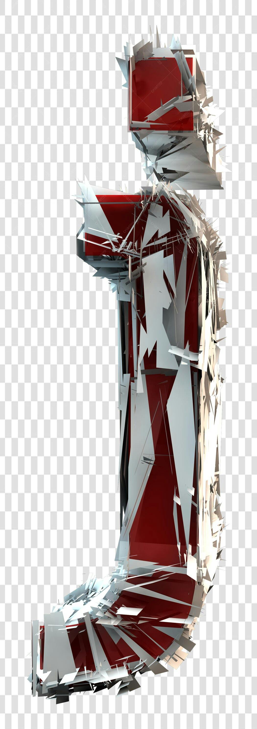 Logo abstrato letra J vermelho e branco PNG com fundo transparente