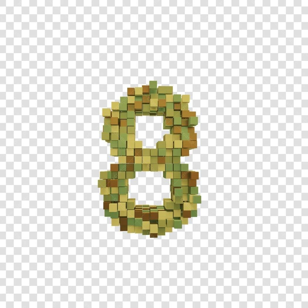 Número 8 em blocos 3D PNG com fundo transparente