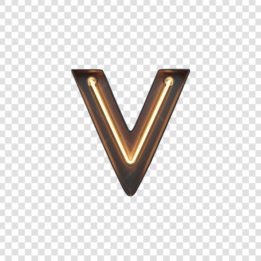 Logo Neon Letra V PNG com fundo transparente