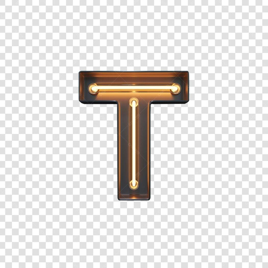 Logo Neon Letra T PNG com fundo transparente