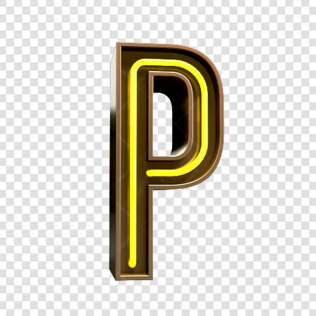 Letra P Neon Marrom e Amarelo PNG com fundo transparente