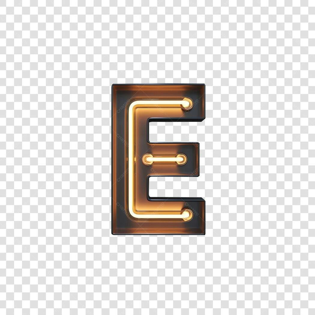 Letra E Neon para Design Gráfico PNG com fundo transparente