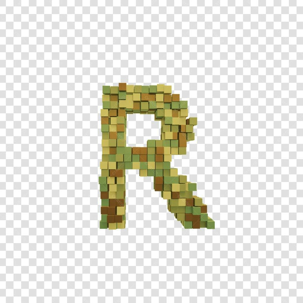 Logo pixel art letra R PNG com fundo transparente