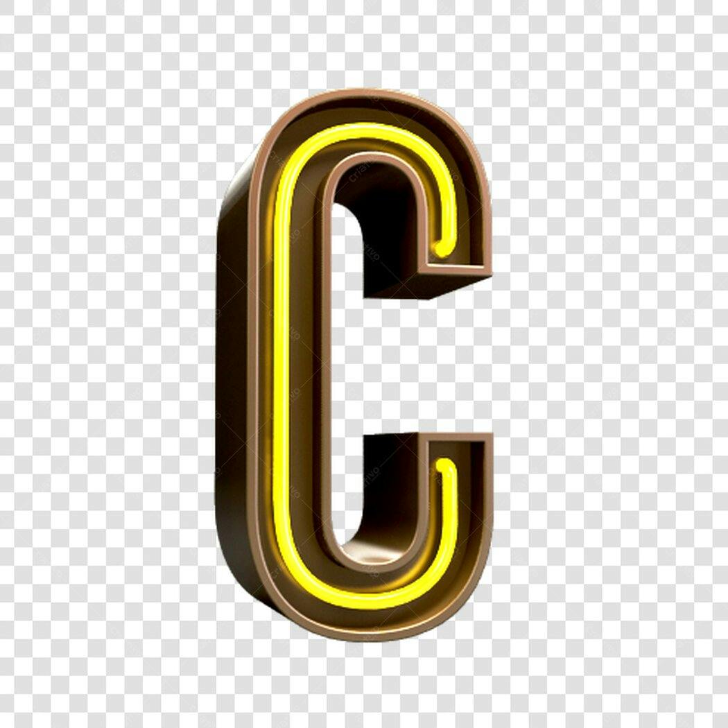 Letra C Neon Marrom e Amarelo PNG com fundo transparente