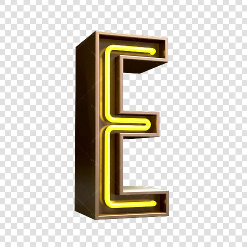 Logo Letra E Neon Dourado PNG com fundo transparente