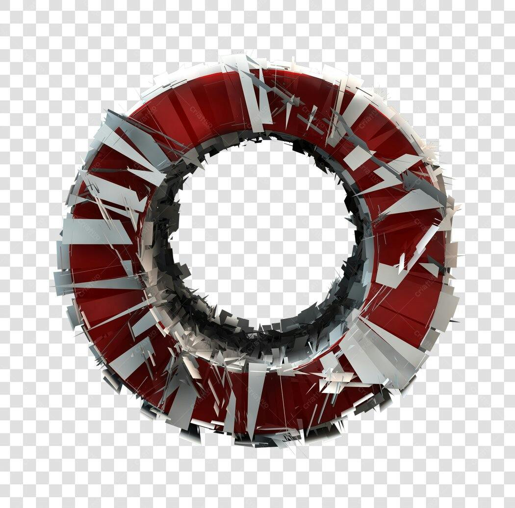 Objeto 3D abstrato vermelho e branco PNG com fundo transparente