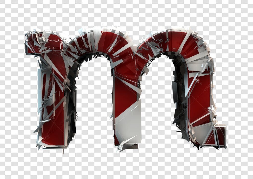 Fonte Letra M 3D Vermelha e Branca PNG com fundo transparente