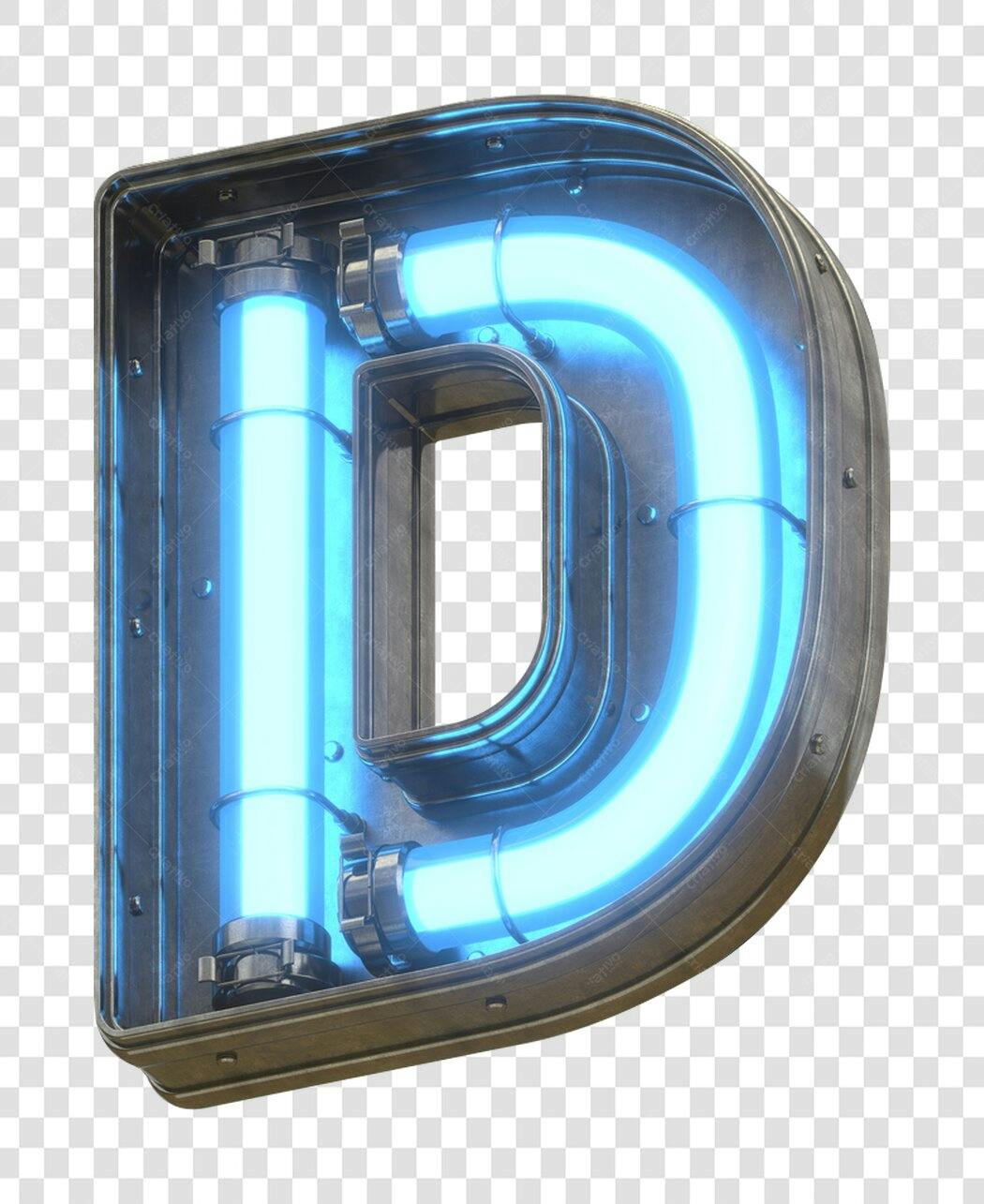 Logo Neon Letra D PNG com fundo transparente