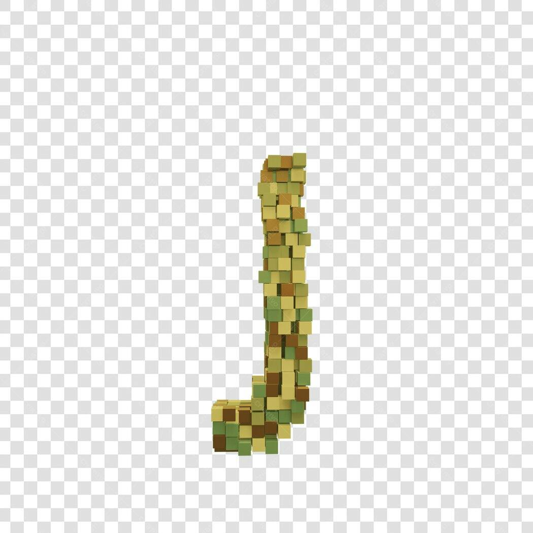 Letter J in 3D cubes PNG com fundo transparente