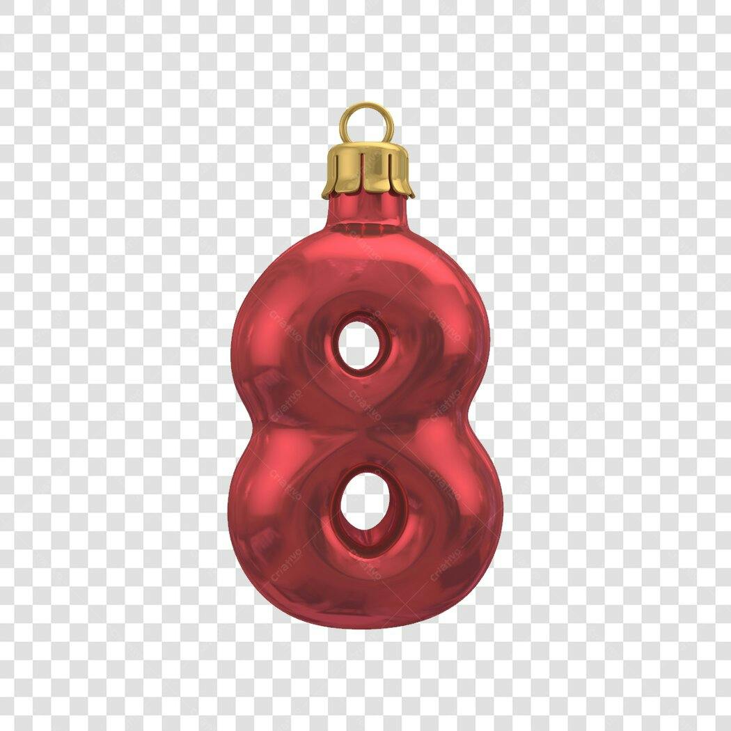 Decoração Natal Número 8 Vermelho PNG com fundo transparente