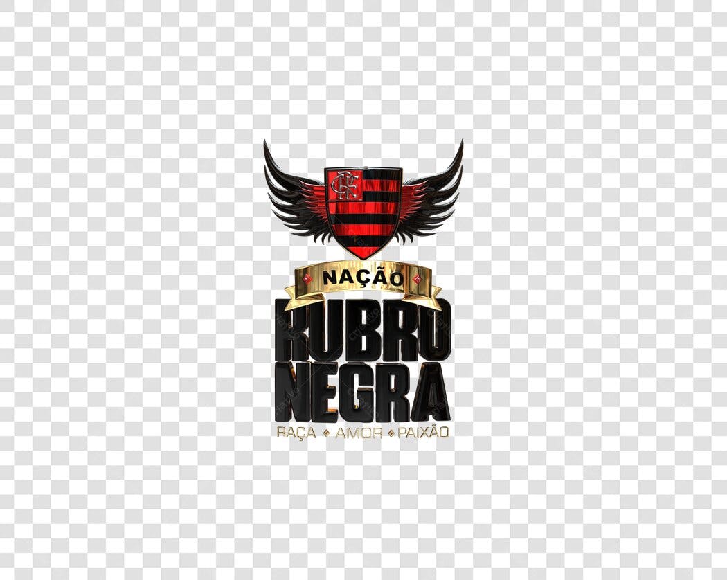 Selo 3D de time esportivo vermelho e dourado