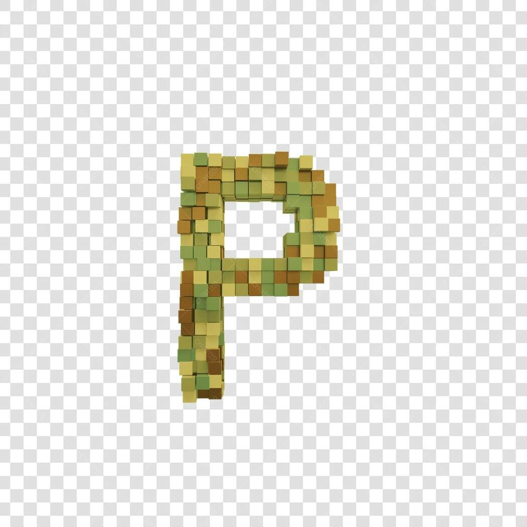 Letra P mosaico de cubos PNG com fundo transparente
