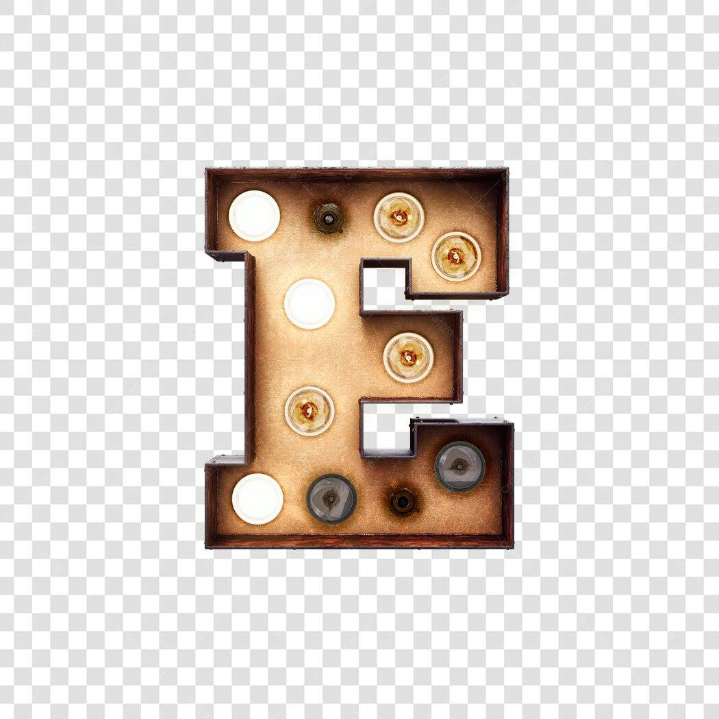 Letra E iluminada vintage PNG com fundo transparente