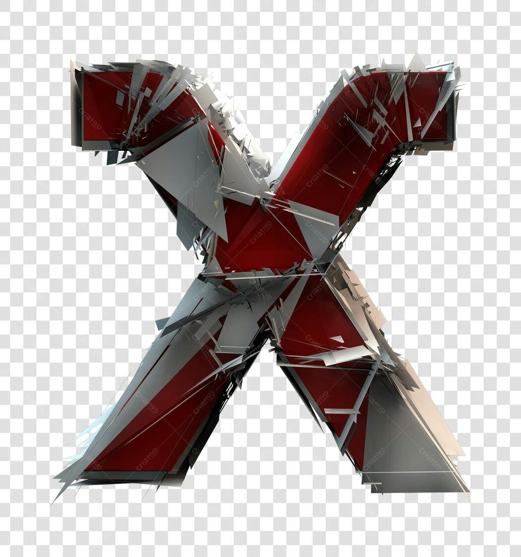 Logo da letra X 3D vermelho e cinza PNG com fundo transparente