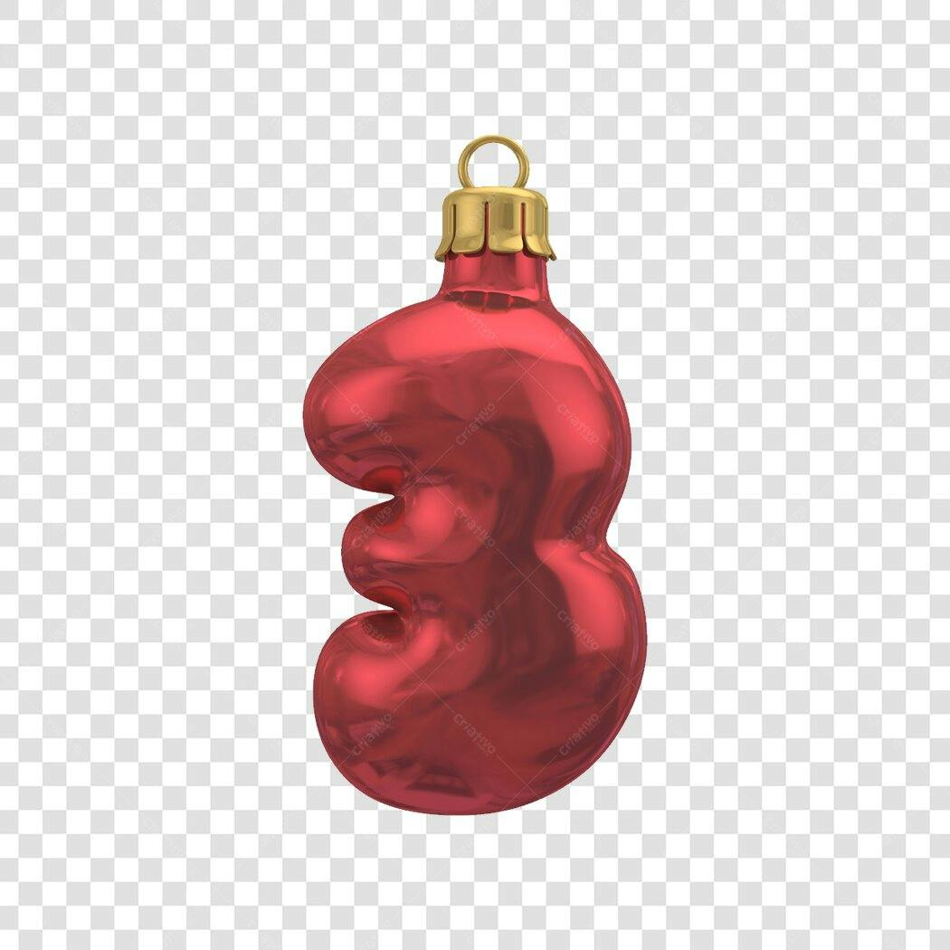 Decoração Natal Número 3 Vermelho PNG com fundo transparente