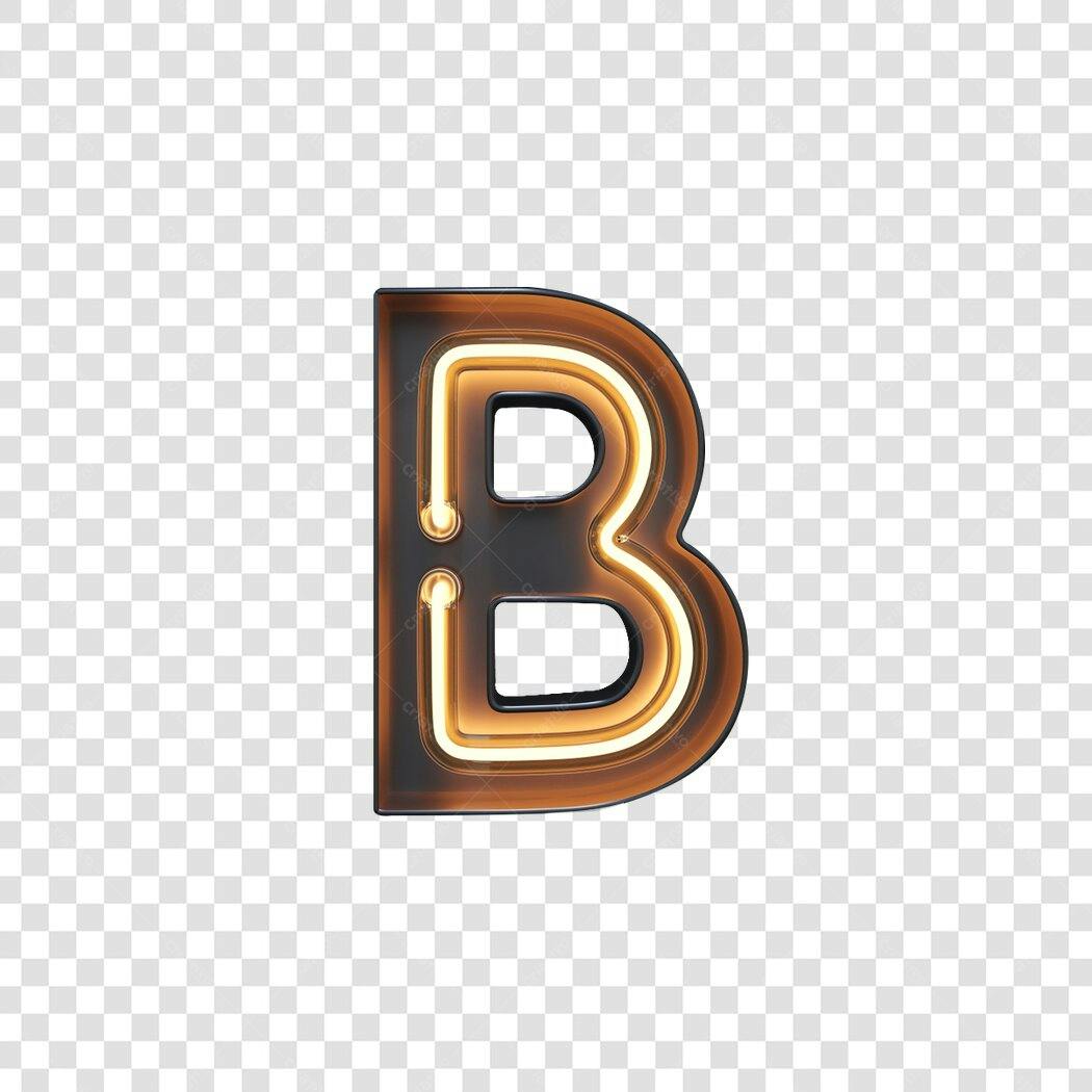 Logo Letra B Neon Vintage PNG com fundo transparente