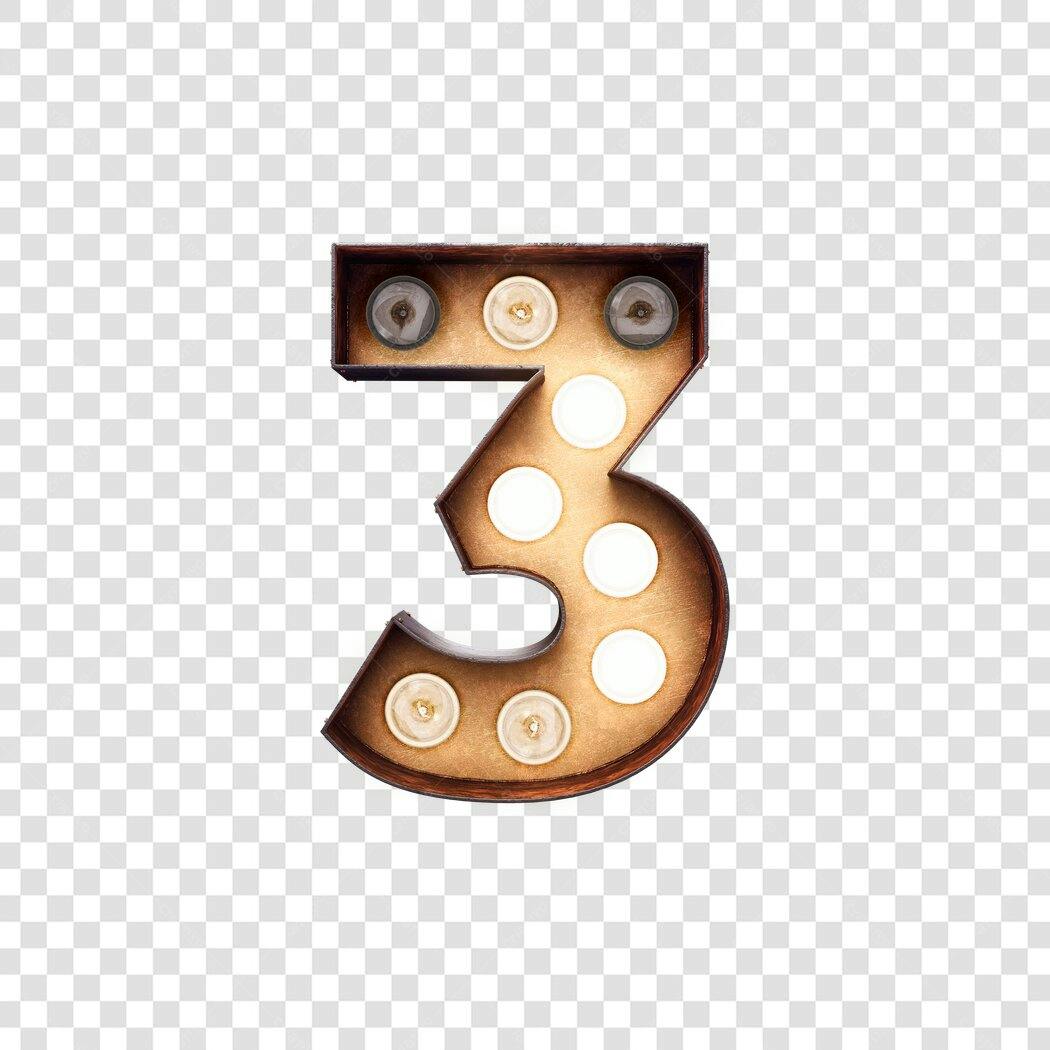 Número 3 luminária vintage PNG com fundo transparente