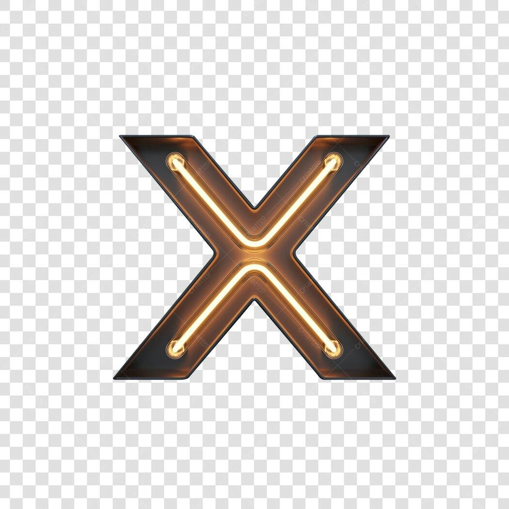 Logo Neon Letra X PNG com fundo transparente