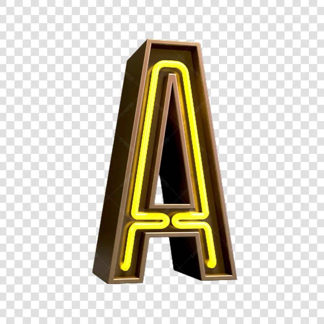 Letra A Neon Marrom e Amarelo PNG com fundo transparente