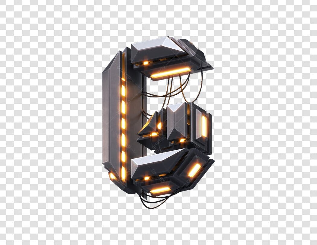 Número 6 futurista PNG com fundo transparente