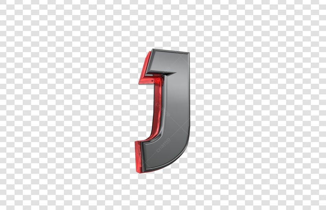 Logo da letra J 3D em metal com fundo transparente PNG