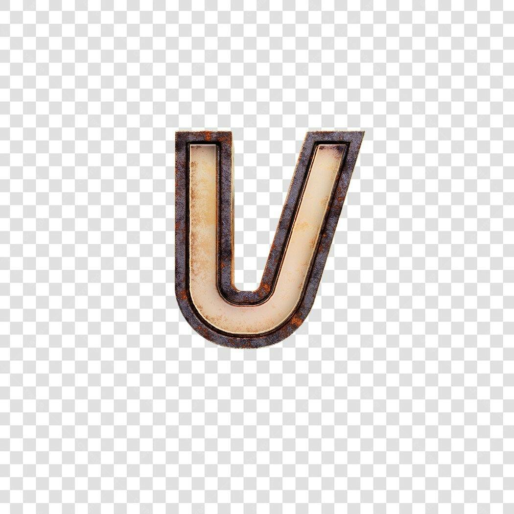 Letra U enferrujada para design PNG com fundo transparente