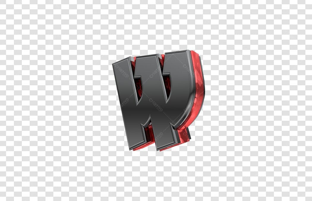 Logo Letra W 3D Cinza e Vermelha PNG com fundo transparente
