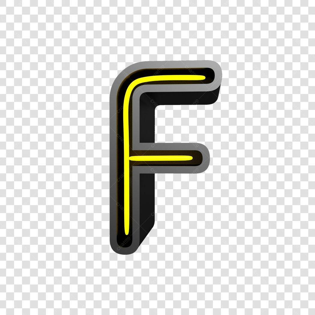 Letra F Neon para Posts PNG com fundo transparente