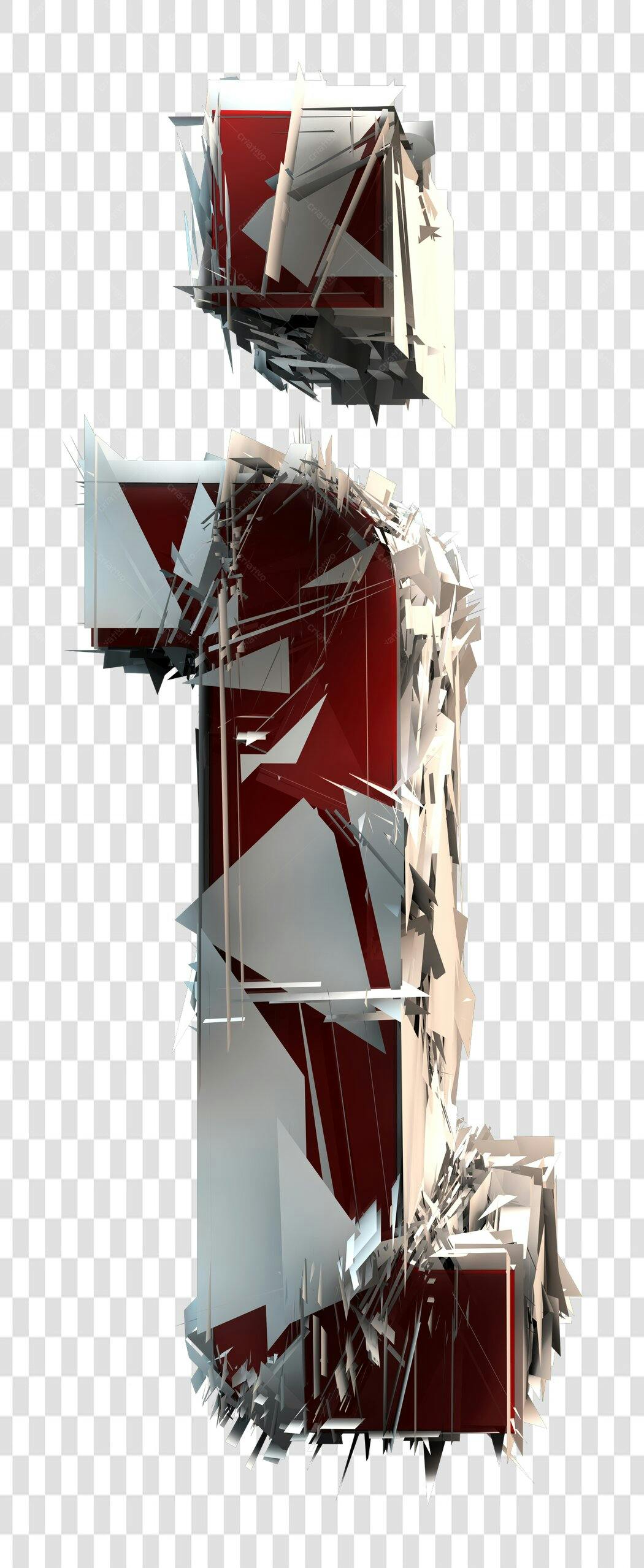 Fonte Letra I estilizada vermelha e branca PNG com fundo transparente
