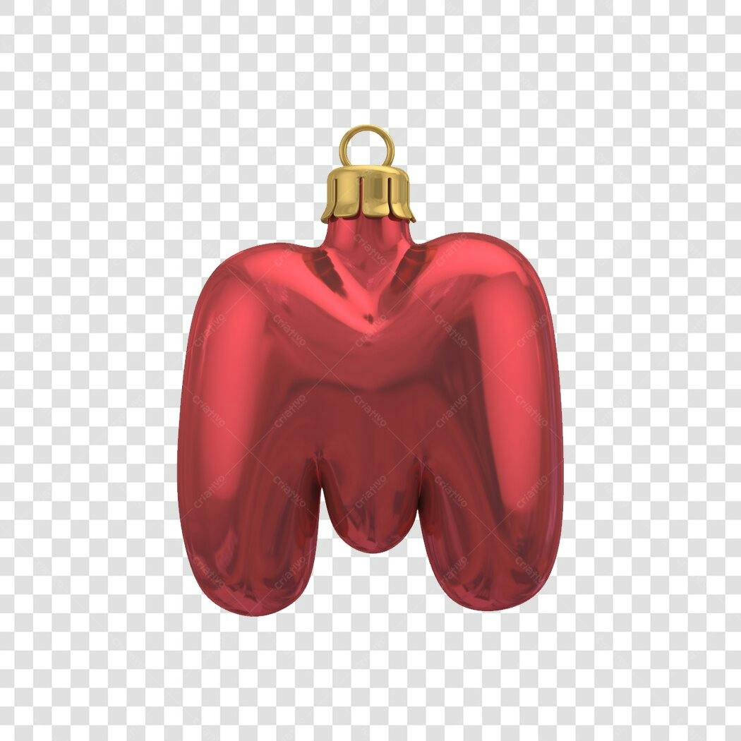 Decoração Natal Letra M Vermelha Brilhante PNG com fundo transparente