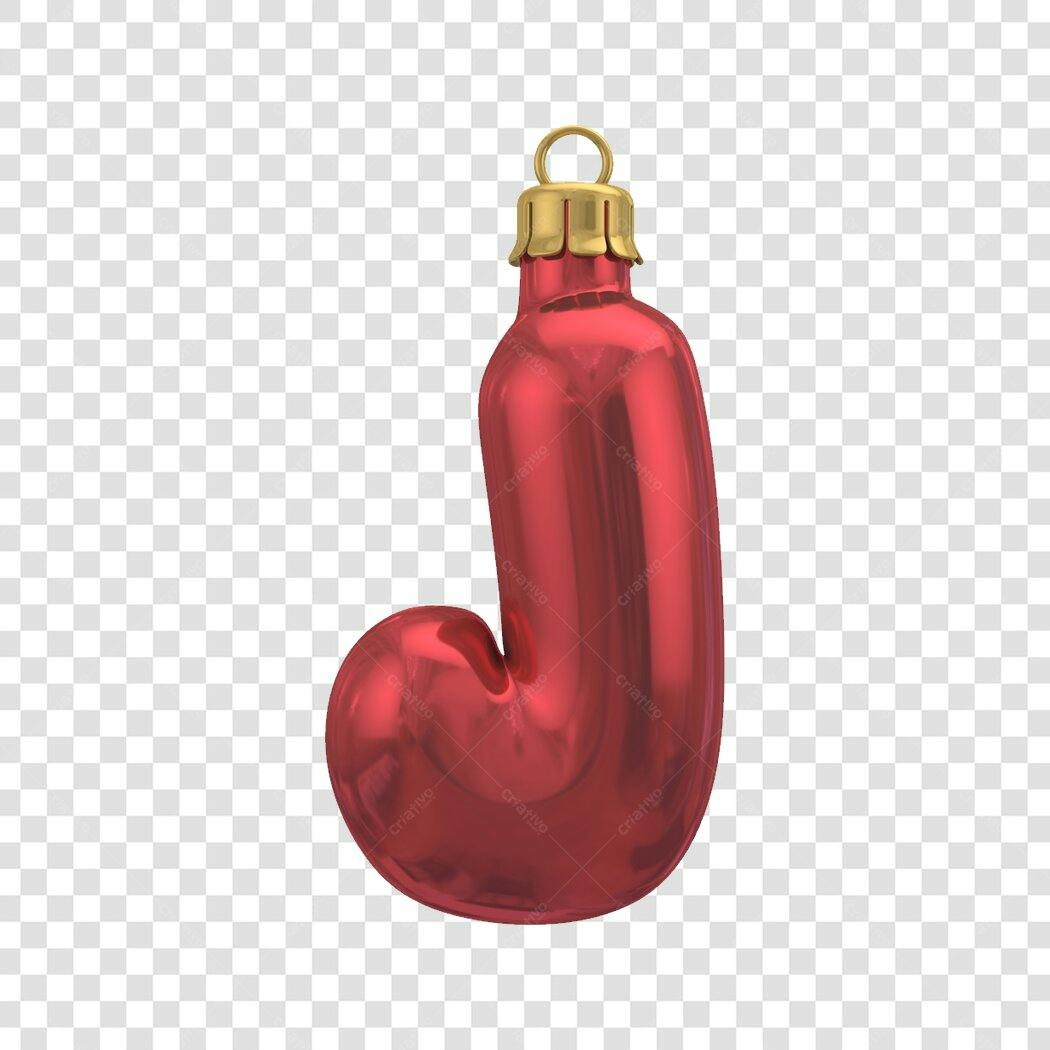 Decoração Natal Letra J Vermelha PNG com fundo transparente