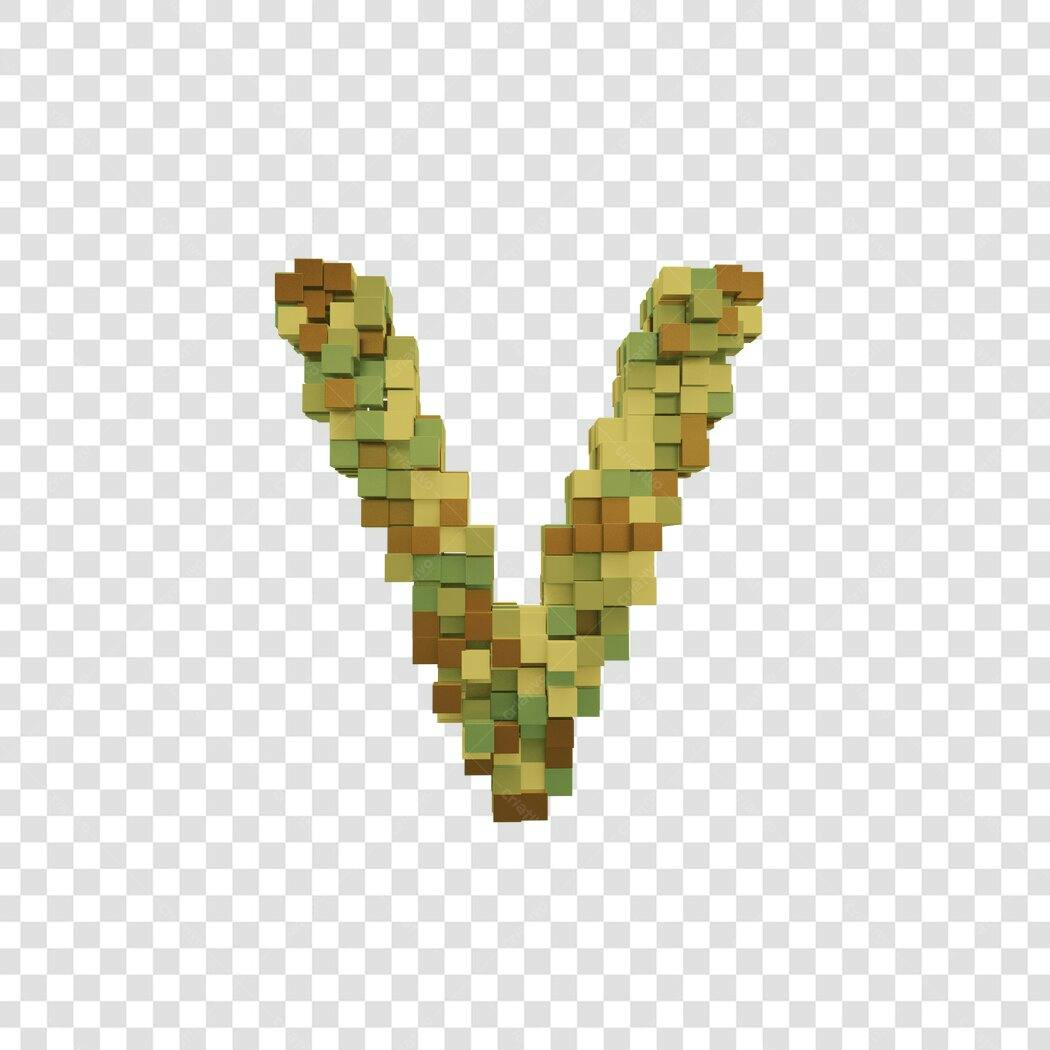Logo Letra V Pixelada Camuflada em PNG com fundo transparente