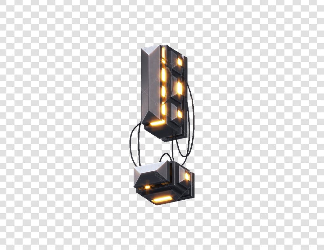 Ilustração de ponto de exclamação futurista PNG com fundo transparente