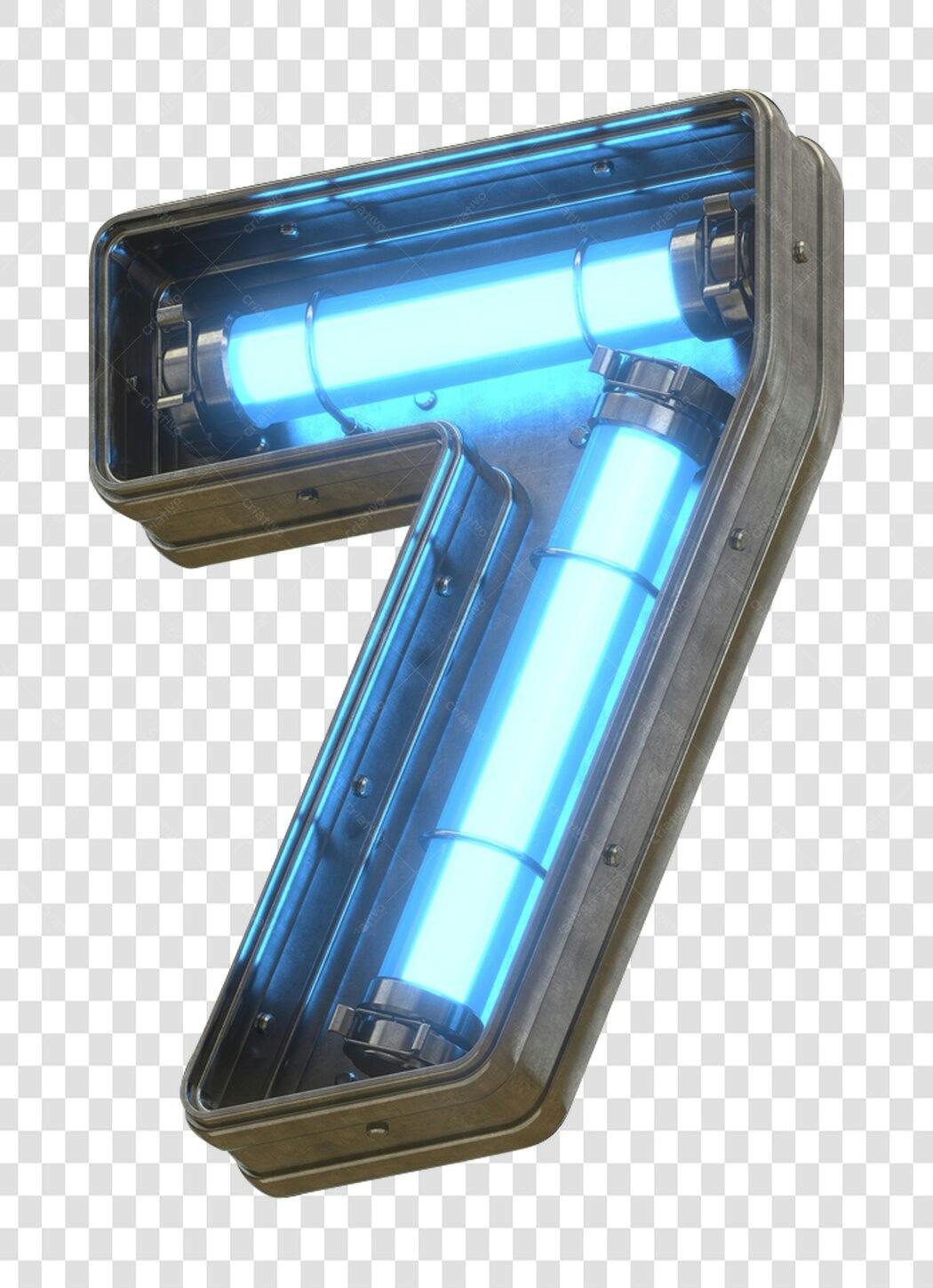 Número 7 Neon Futurista PNG com fundo transparente