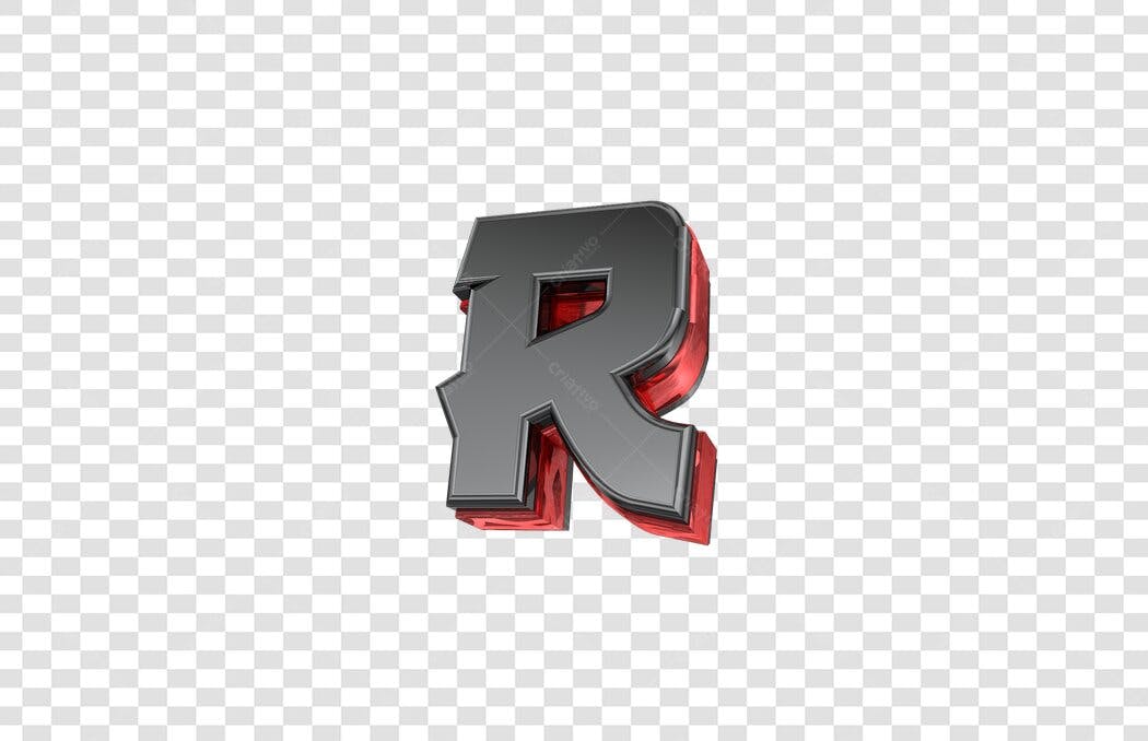 Logo da letra R 3D cinza e vermelho PNG com fundo transparente