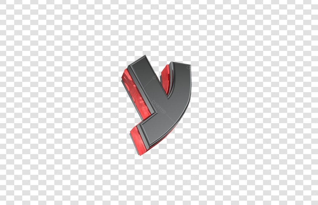 Logo 3D Letra Y Vermelha e Preta PNG com fundo transparente